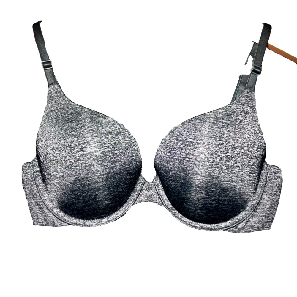 Victoria Secret Padded Perfect Coverage Bra 32C Push Up Womens Underwire Gray